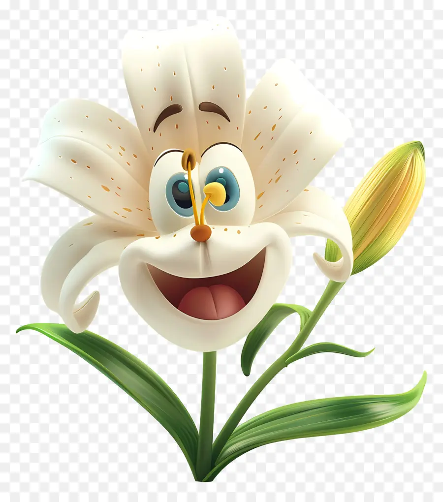 Flores De Dibujos Animados En 3d，Flor Blanca PNG