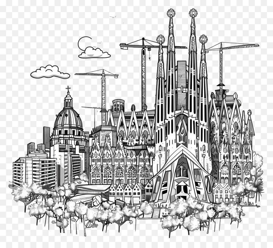 Barcelona Skyline，La Sagrada Familia PNG