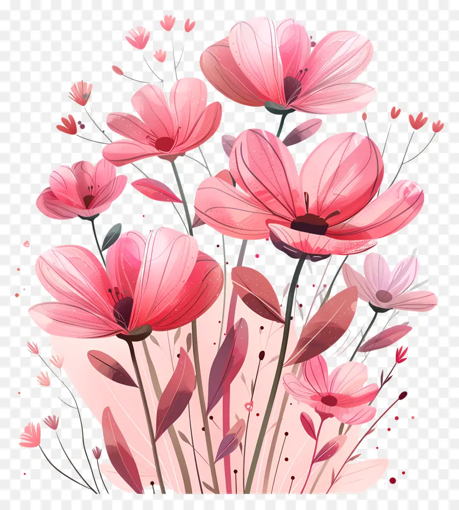 Flores De Color Rosa，Ramo PNG