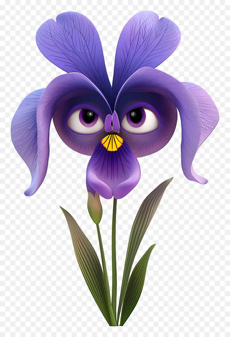 Flores De Dibujos Animados 3d，Flor De Iris Púrpura PNG