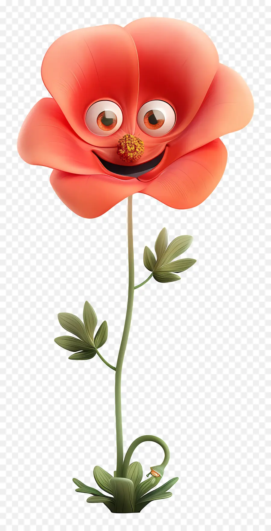 Flores De Dibujos Animados En 3d，Flor Roja PNG