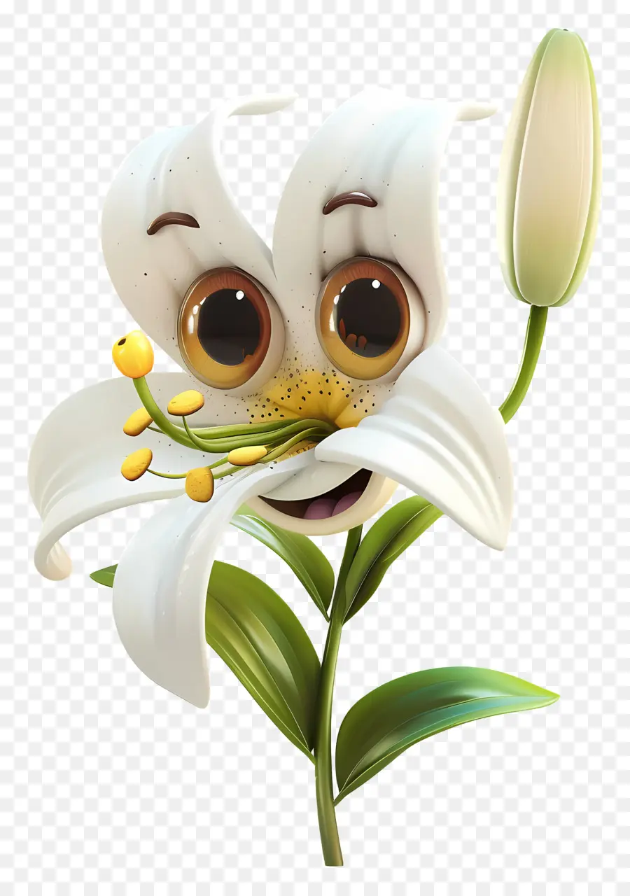 Flores De Dibujos Animados 3d，Lirio Blanco PNG