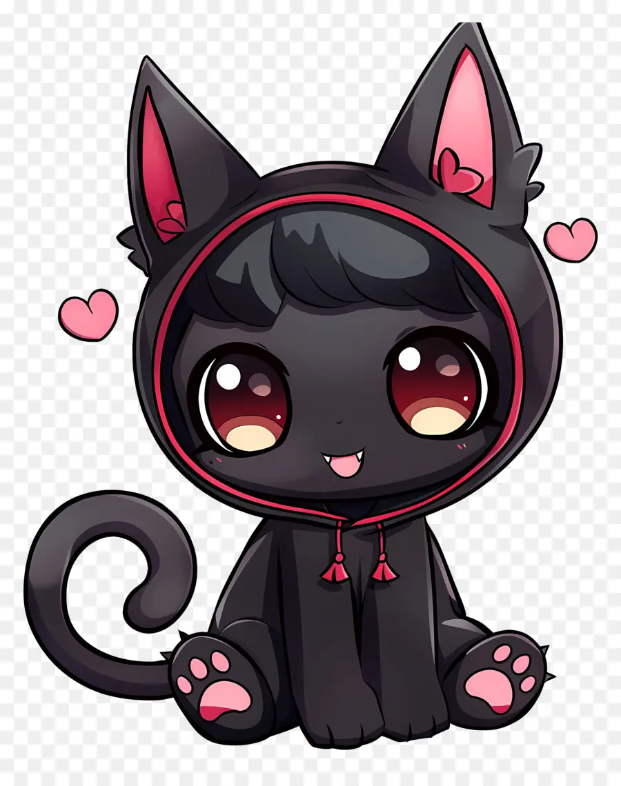 Kuromi，Lindo Gato Negro PNG