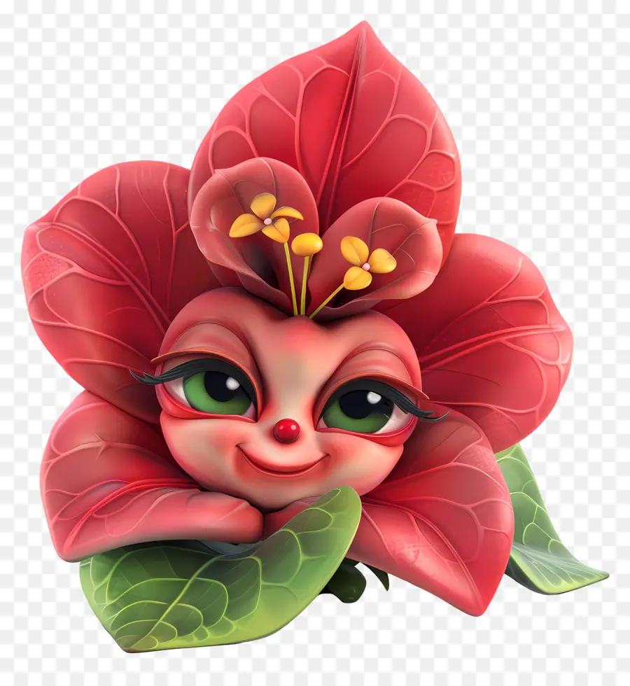Flores De Dibujos Animados 3d，Flor Roja PNG