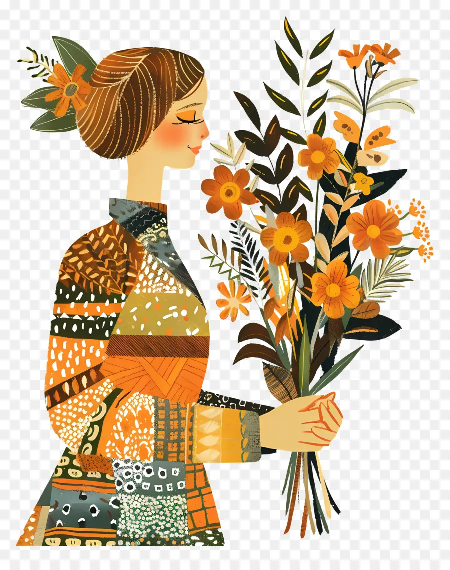 Florista，Mujer Con Flores PNG