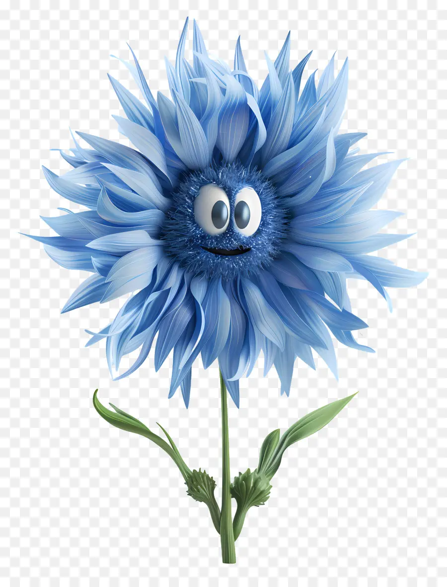 Flores De Dibujos Animados 3d，Flor Azul PNG