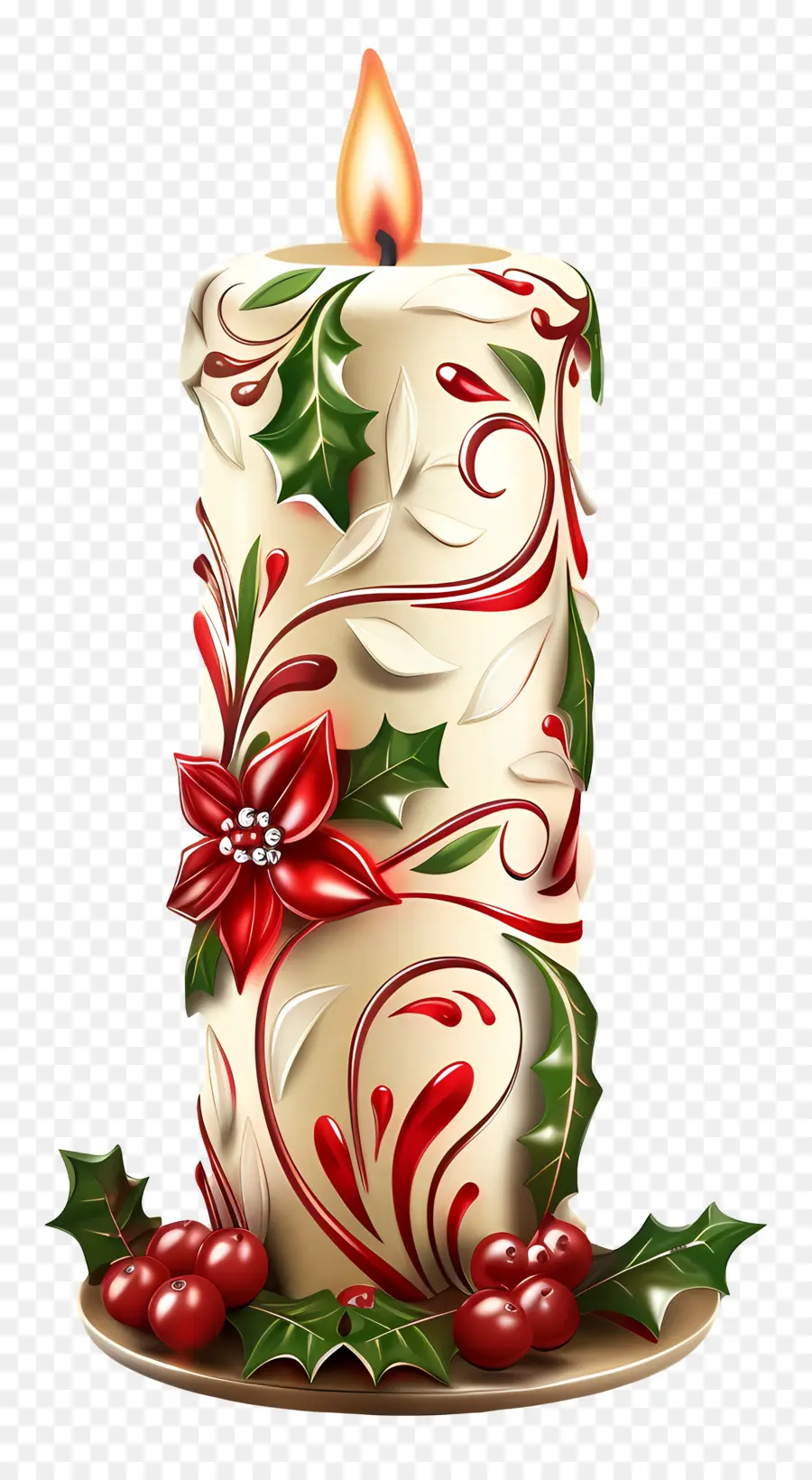 Vela De Navidad，Cera Blanca PNG