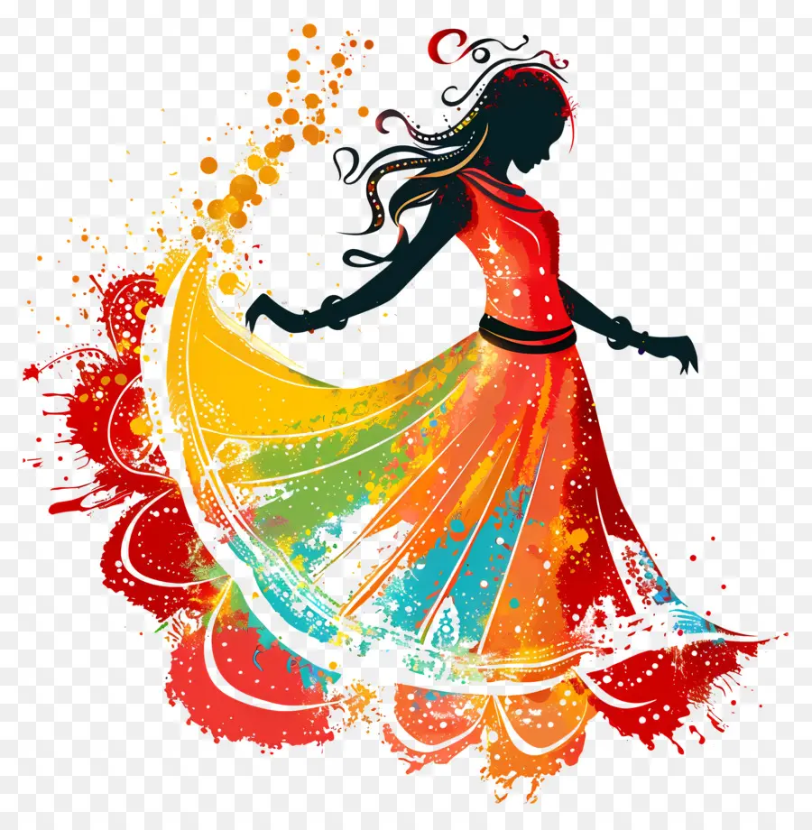 Feliz Navratri，Vestido Colorido PNG