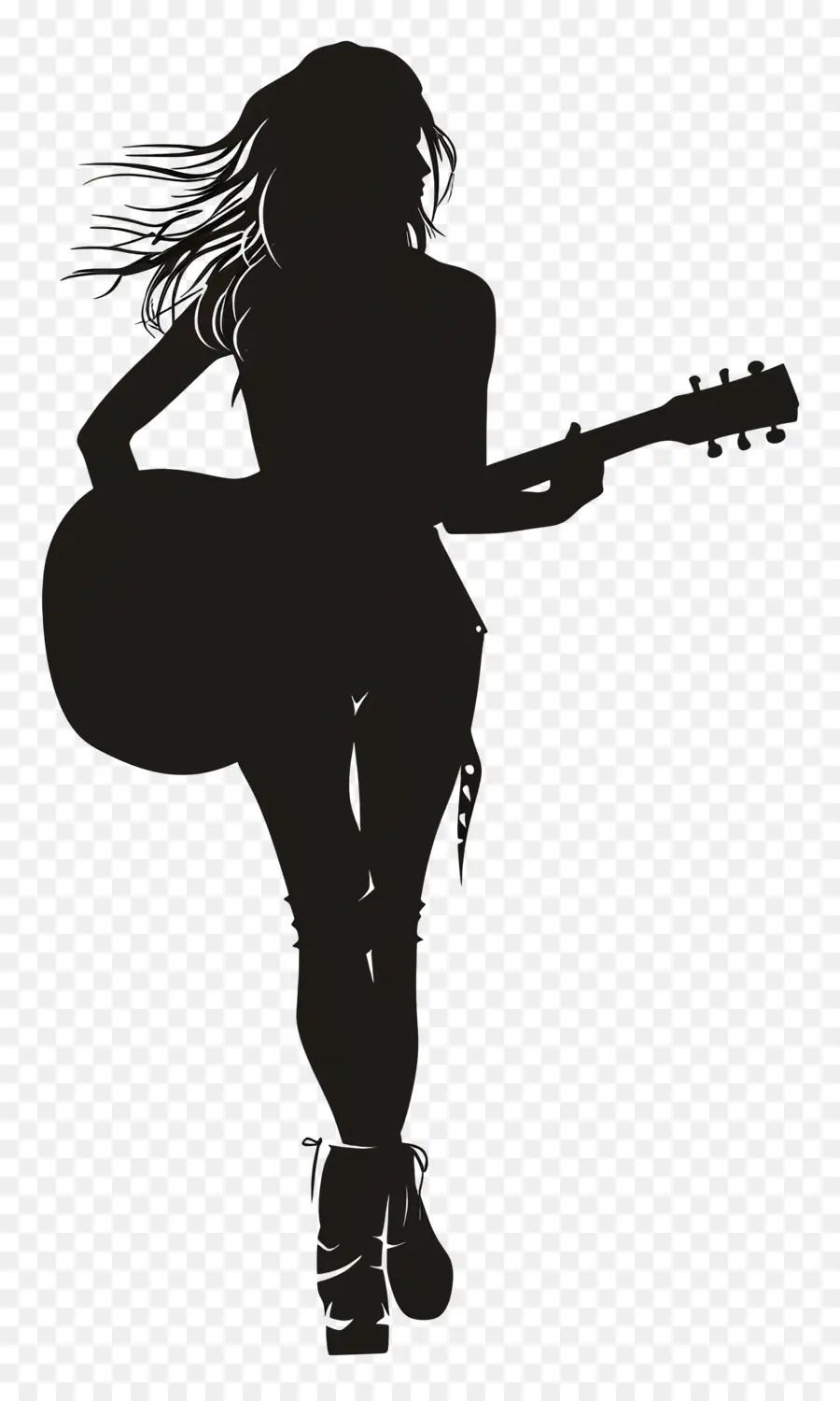 Guitarra Acústica，Silueta De Guitarrista PNG