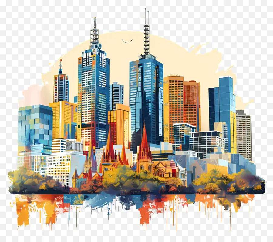 Skyline De La Ciudad De Melbourne，Horizonte De La Ciudad PNG