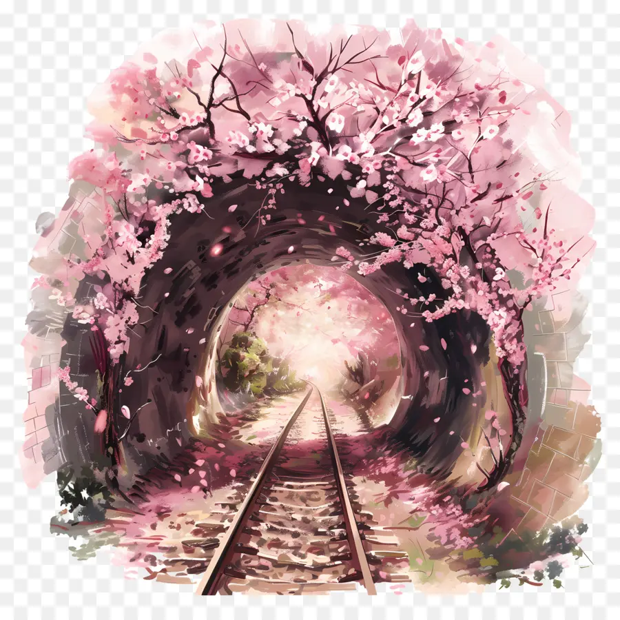 Túnel，Túnel De Los Cerezos En Flor PNG