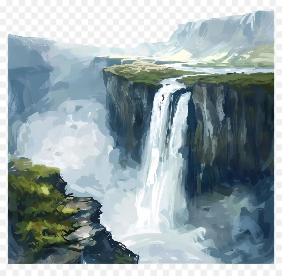 Dettifoss，Pintura De Cascada PNG