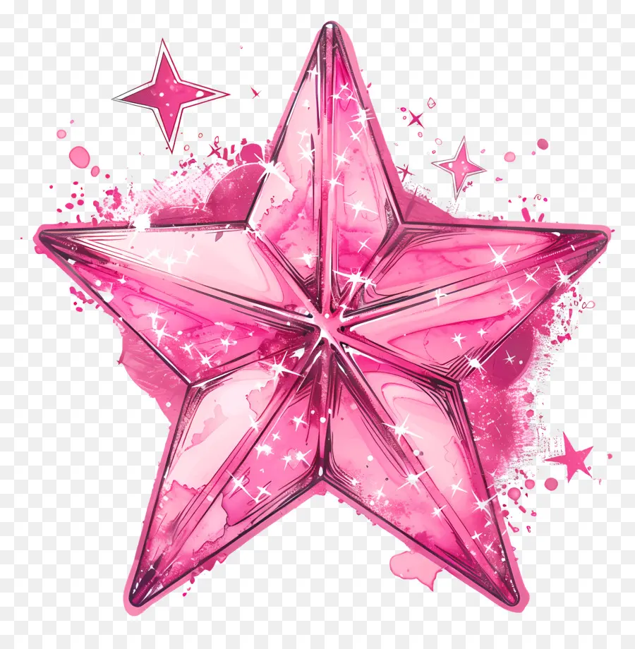 Estrella Brillante Rosa，Pink Star PNG
