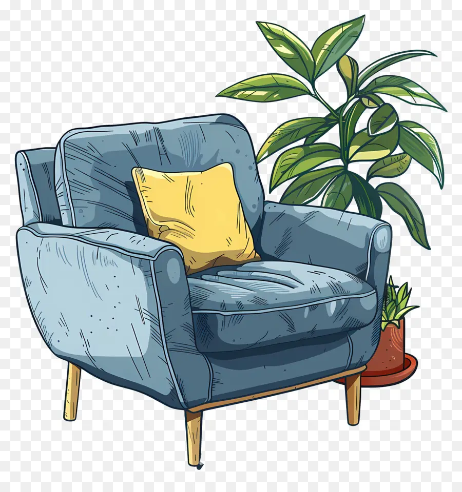 Sillón，Silla Azul PNG