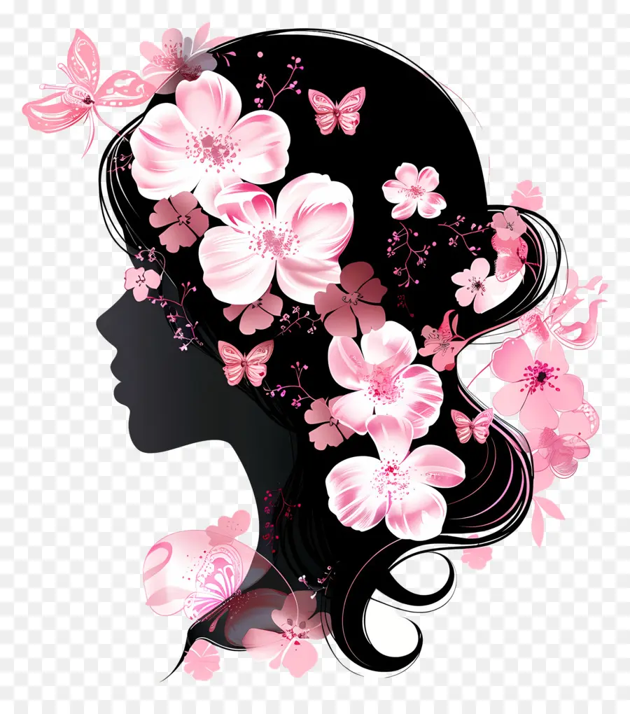 Silueta De La Cabeza De Barbie，Flower Crown PNG