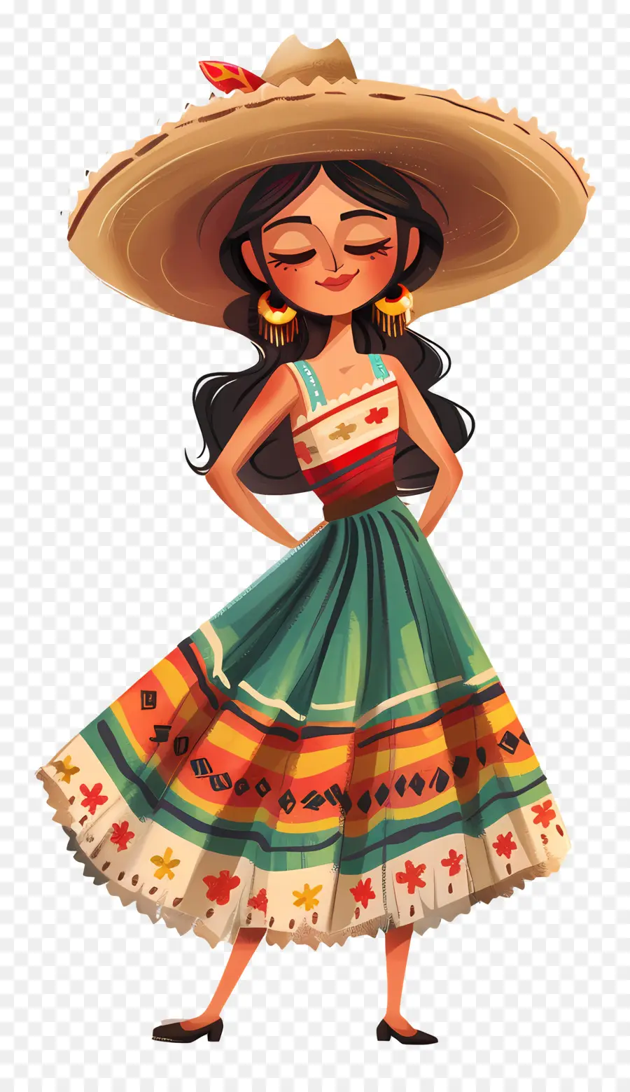 Cinco De Mayo，Mujer En Traje Tradicional PNG