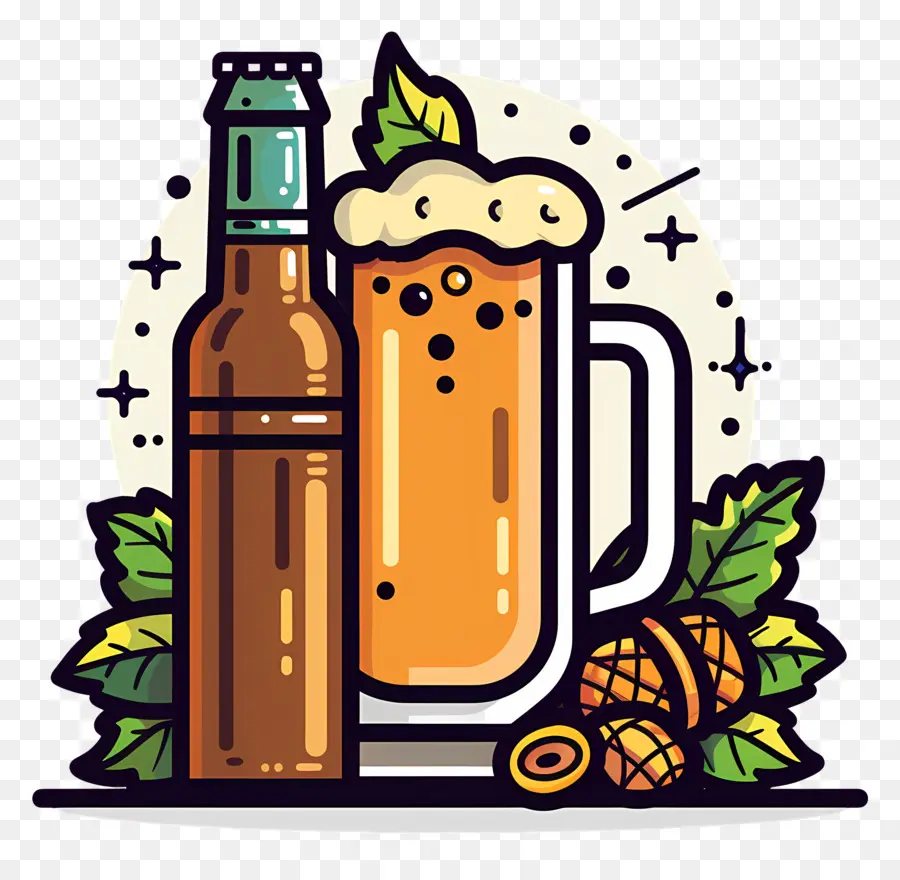 Día De La Cerveza Casera，Botella De Cerveza Y Taza PNG