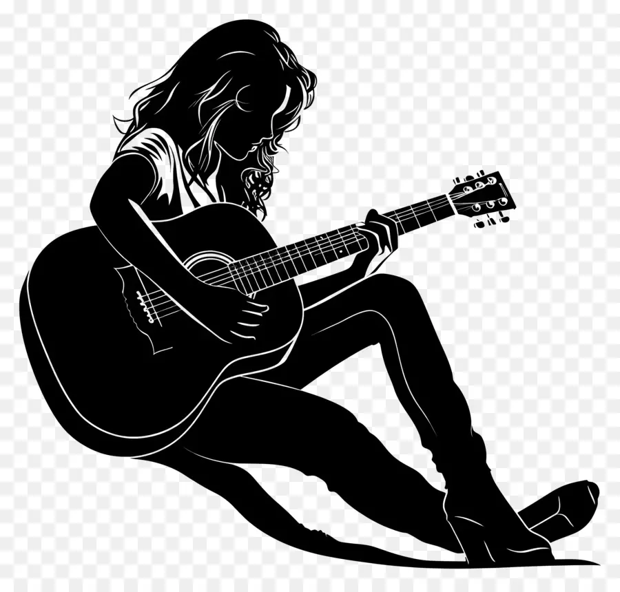 Guitarra Acústica，Silueta PNG