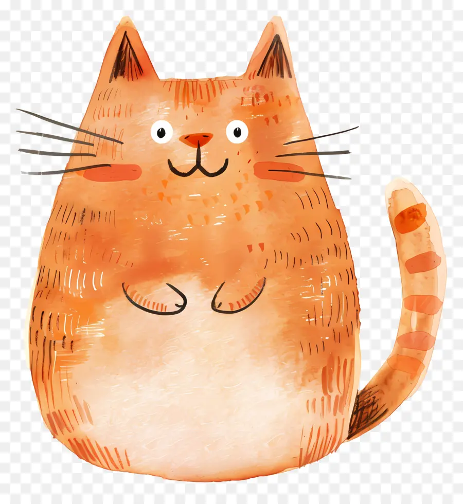 Gato Tonto，Ilustración Acuarela PNG