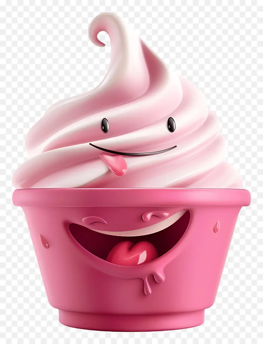 Postre De Dibujos Animados 3d，Personaje De Dibujos Animados Rosa PNG