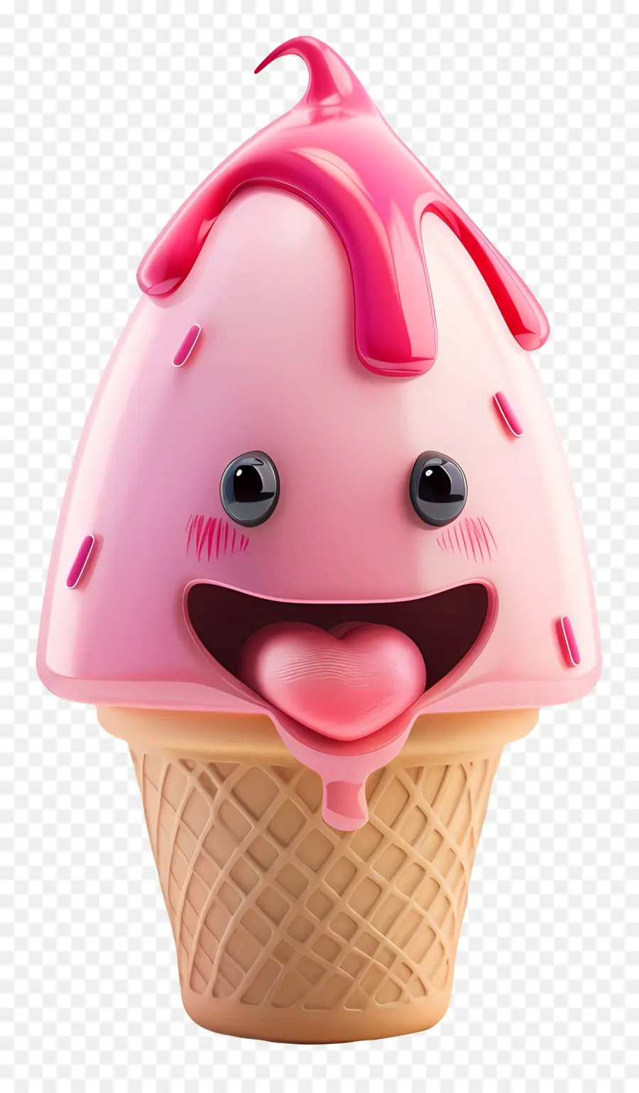 Postre De Dibujos Animados 3d，Cono De Helado Rosa PNG