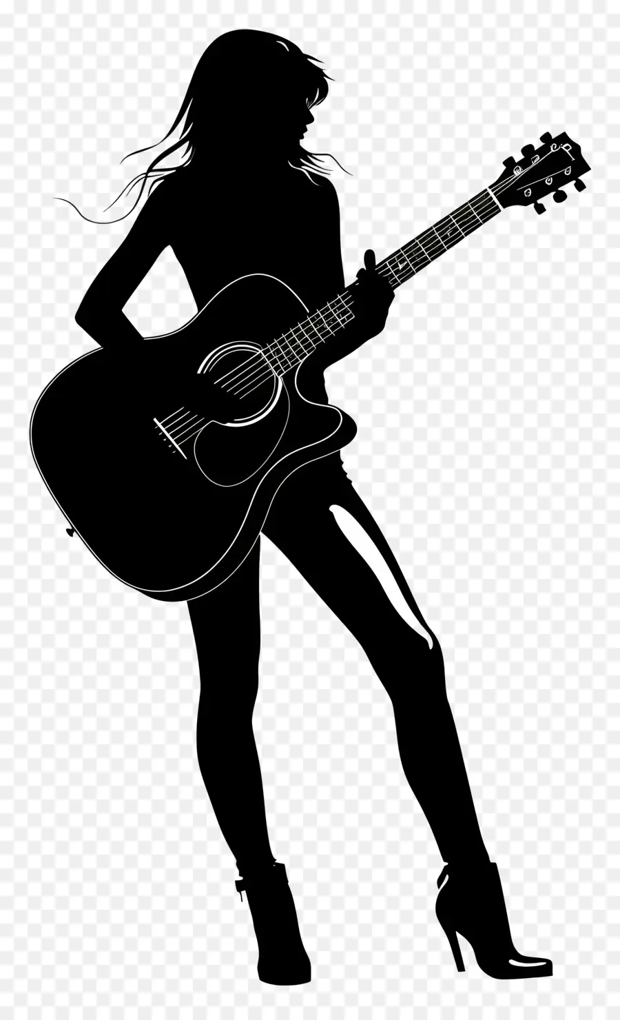 Guitarra Acústica，Silueta PNG