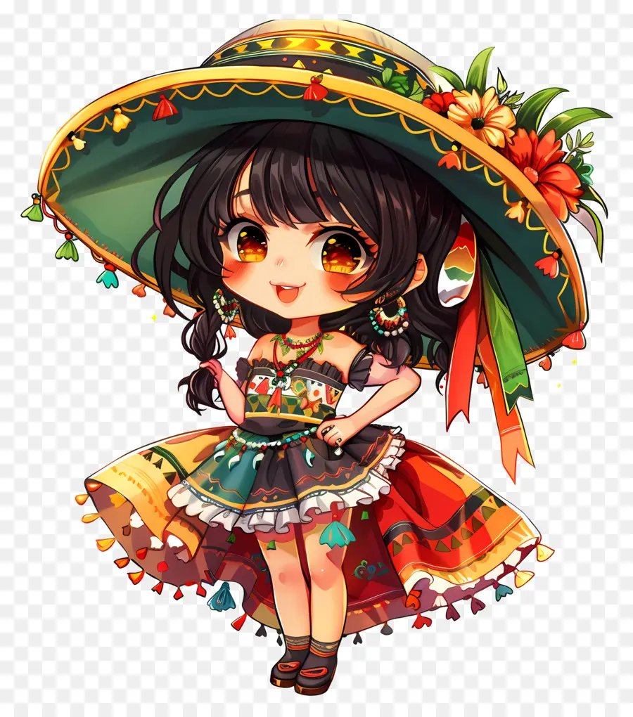 Cinco De Mayo，Chica En Traje Tradicional PNG