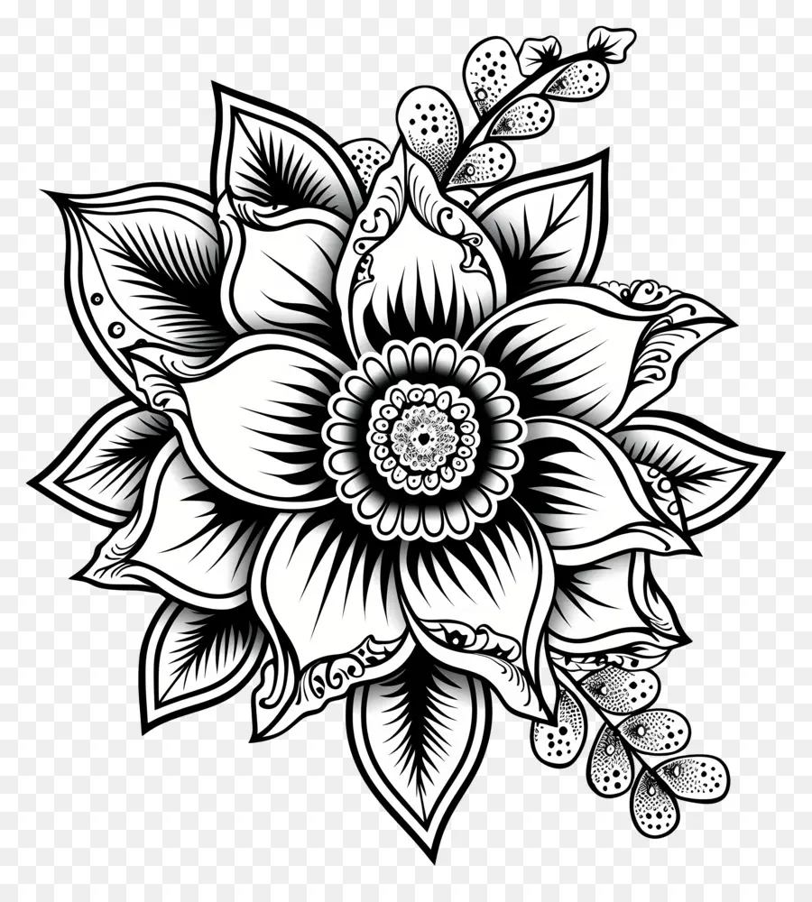 Flor De Diseño Mehndi，Flor Blanca PNG