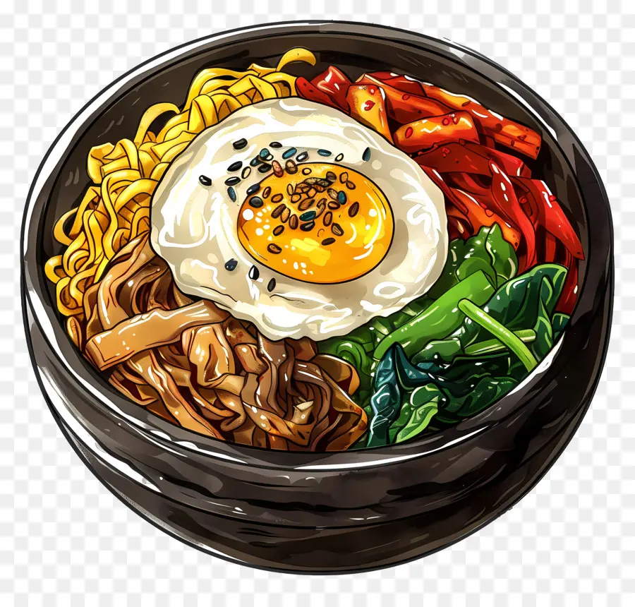 Bibimbap，Fideos Picantes Coreanos PNG