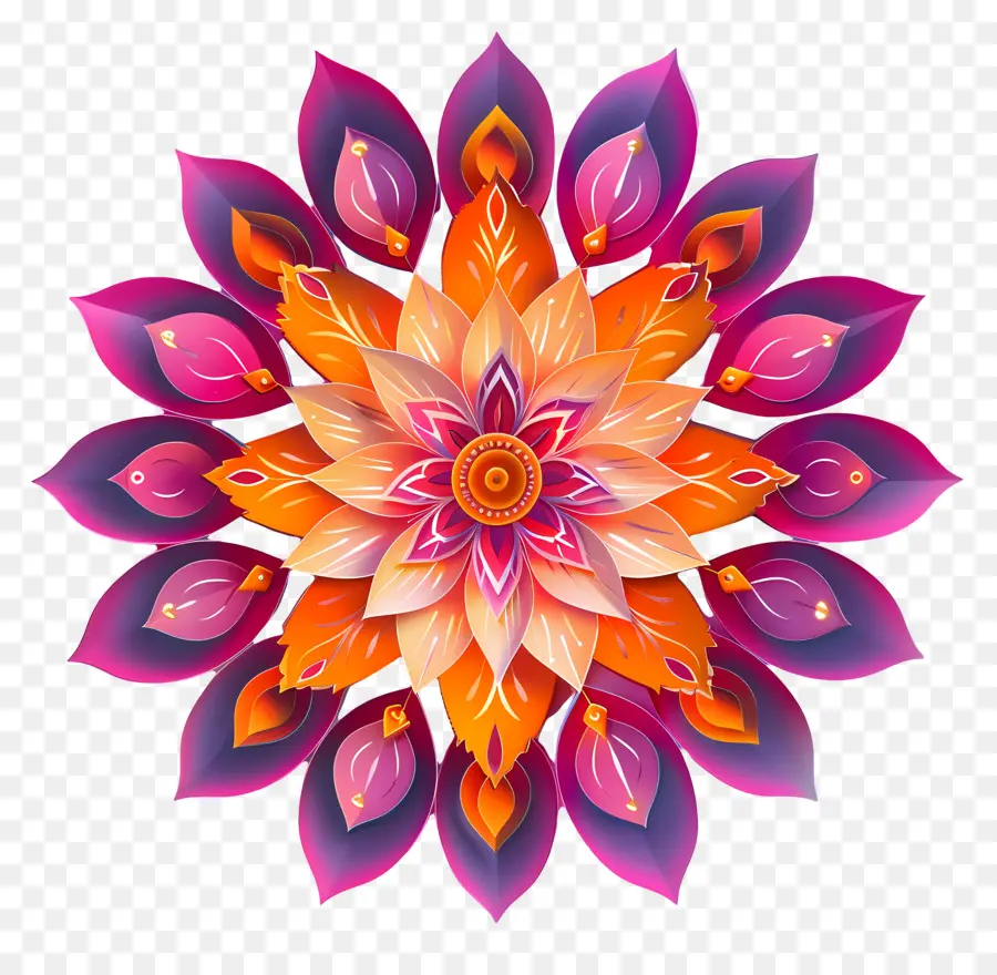 Rangoli De Flores De Diwali，Mándala Colorida PNG