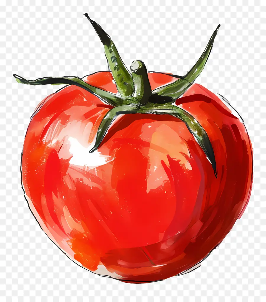 Tomate，Pintura A La Acuarela PNG