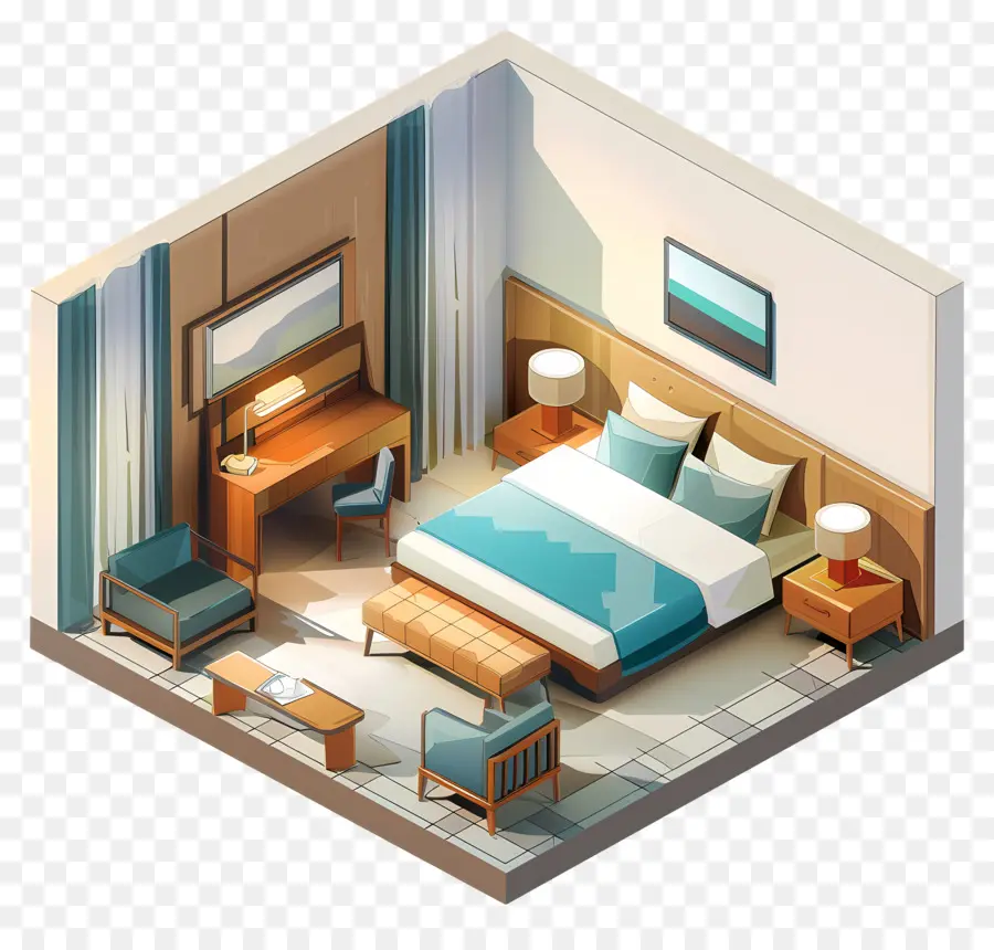 Habitación De Hotel，Cama PNG