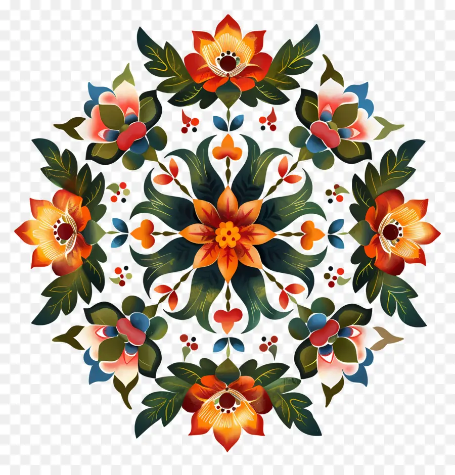 Flor Rangoli，Patrón Floral PNG