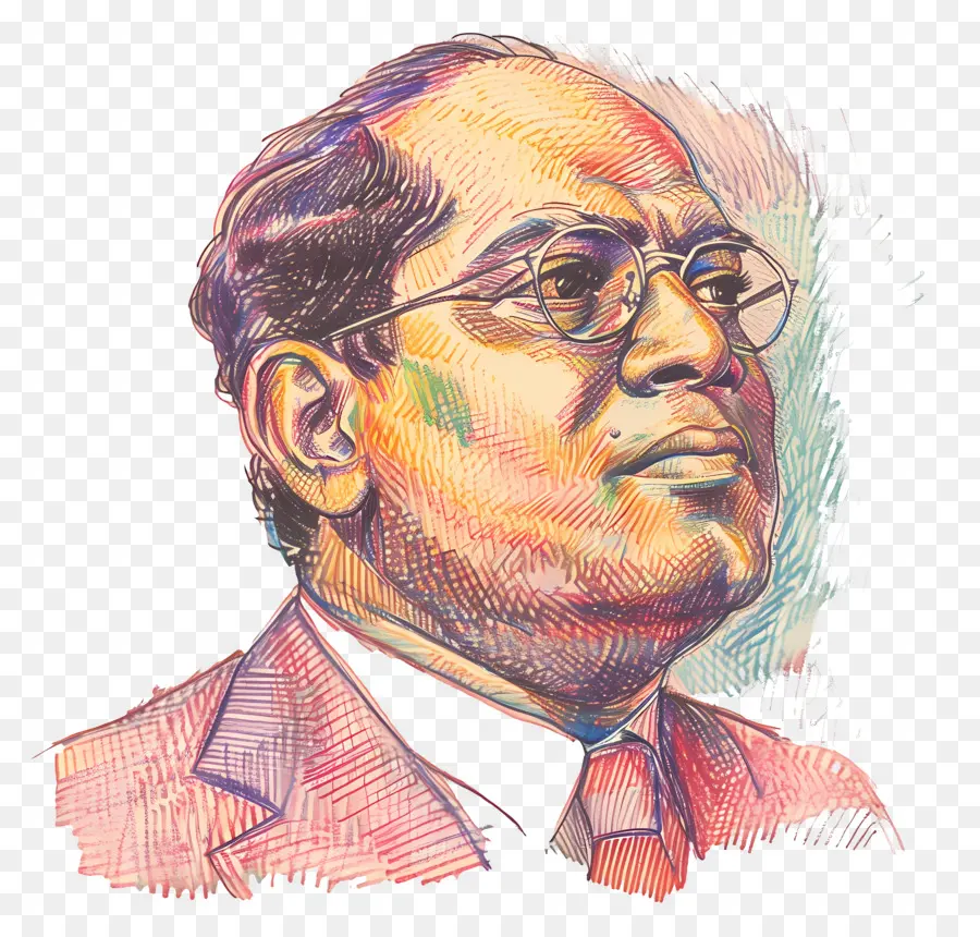 Bhimrao Ramji Ambedkar，Dibujo A Lápiz De Color PNG