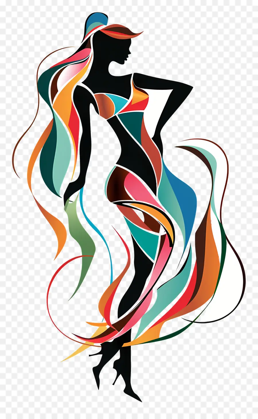 Silueta De Mujer Voluptuosa，El Arte Abstracto PNG