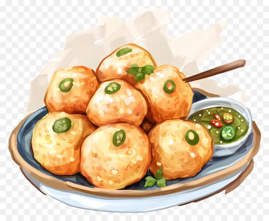 Panipuri，Pintura A La Acuarela PNG