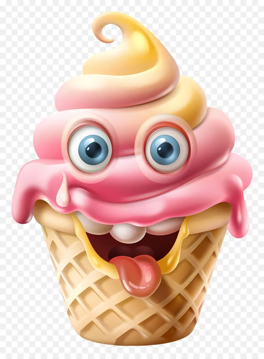 Postre De Dibujos Animados 3d，Rosa Helado PNG