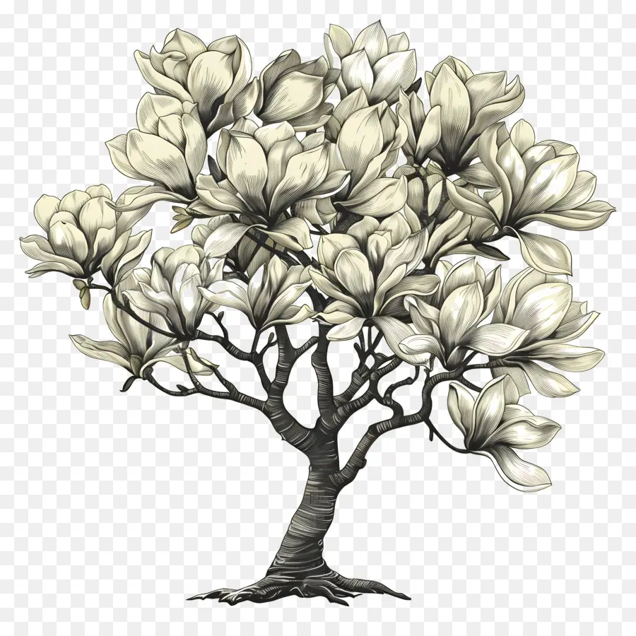 árbol De Magnolia，árbol Floreciente PNG