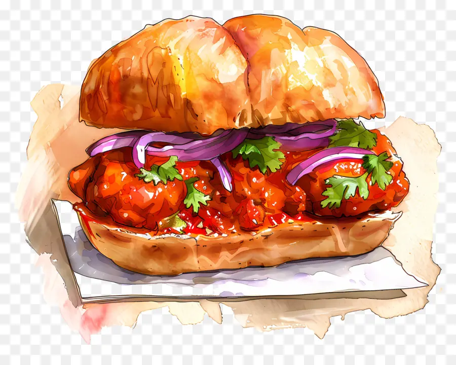 Vada Pav，Sándwiches De Pollo PNG