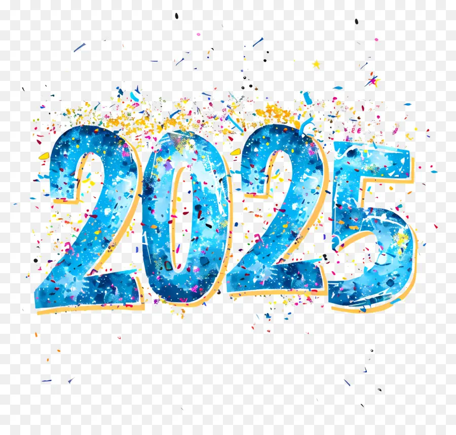 Año Nuevo 2025，Letras Azules PNG