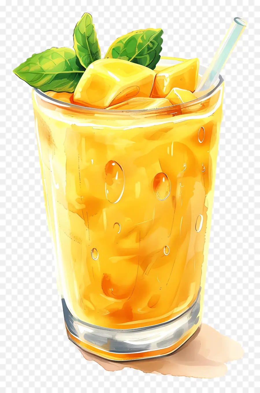 Bebida De Mango Lassi，Hojas De Menta PNG