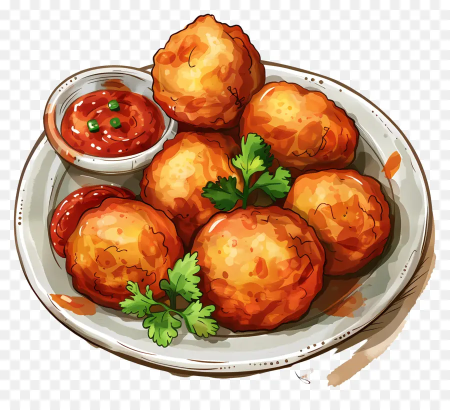 Batata Vada，Comida Frita PNG