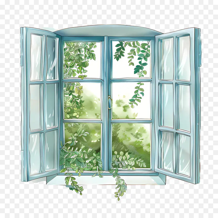 Ventana Abierta，Las Plantas Verdes PNG