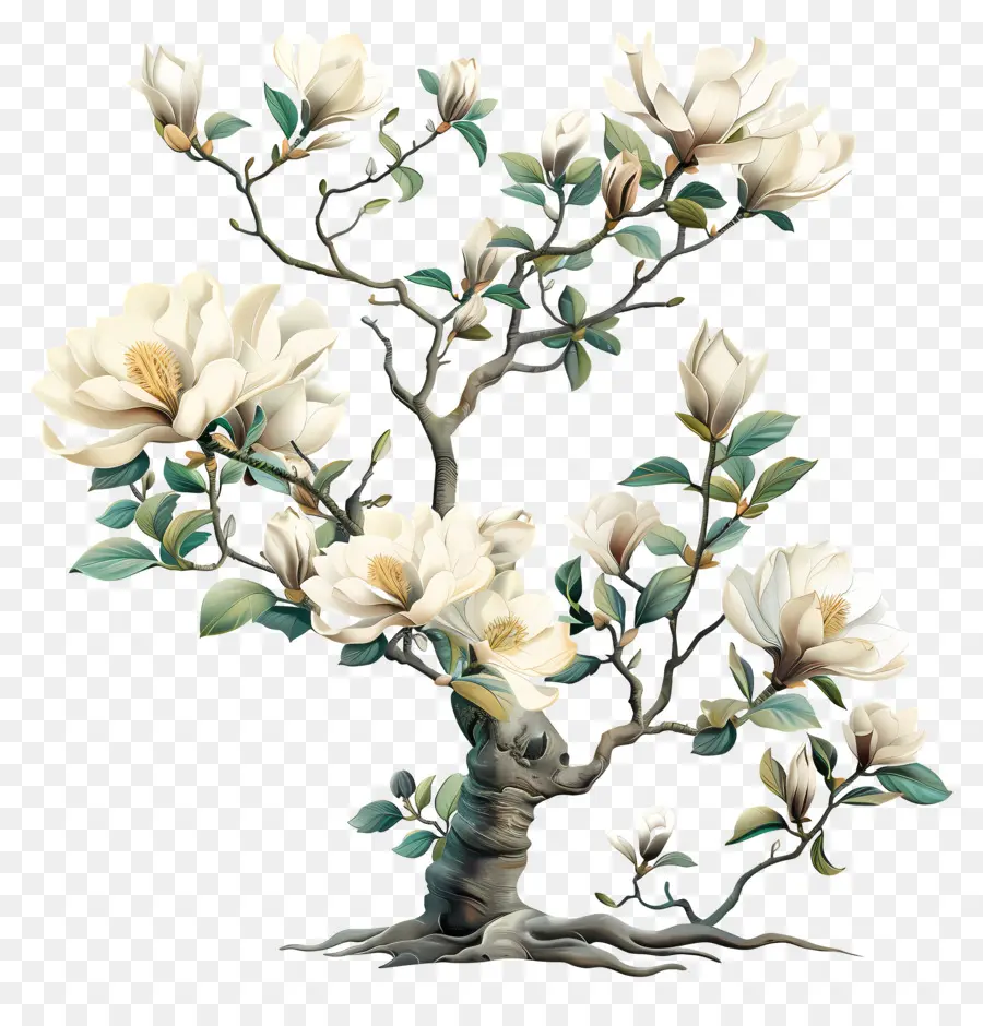 árbol De Magnolia，Flores Blancas PNG