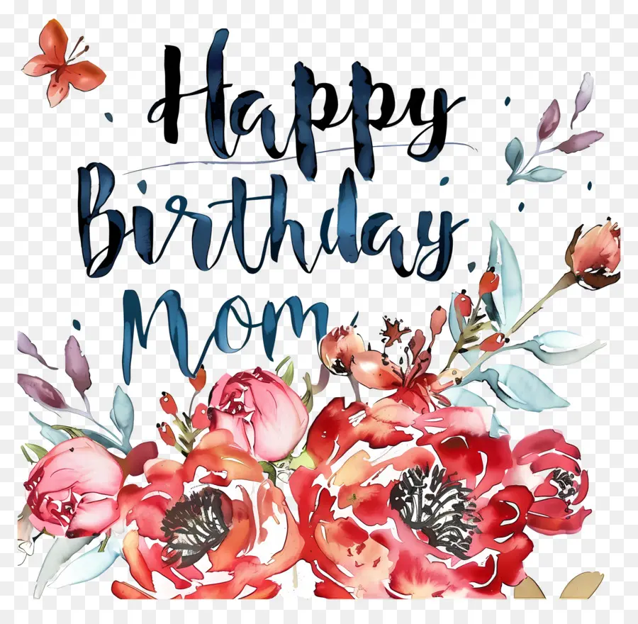 Feliz Cumpleaños Mamá，Ilustración Acuarela PNG