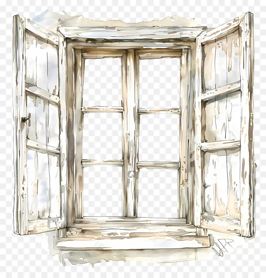 Ventana Abierta，Ventana De Madera Desgastada PNG