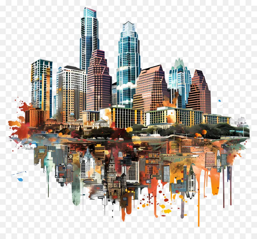 Austin Skyline，Pintura Digital PNG