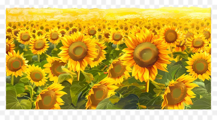 Fondo De Campo De Girasol，Los Girasoles PNG