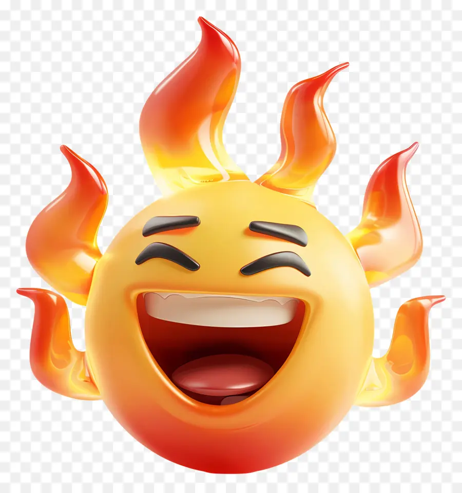 Dibujos Animados 3d，Emoji Llameante PNG