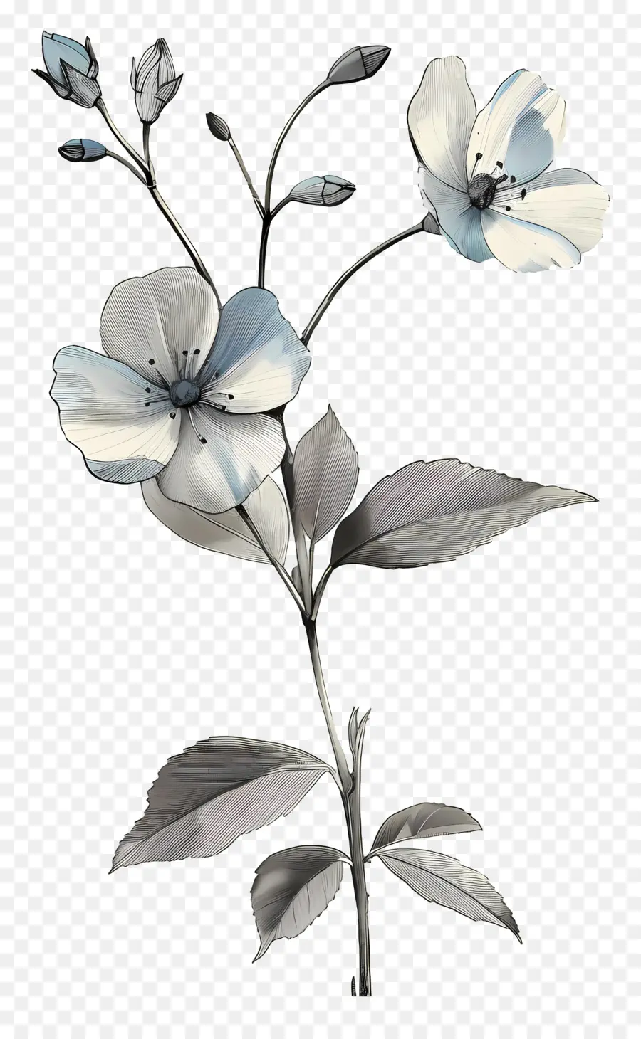 Flor Azul，Floral Ilustración PNG